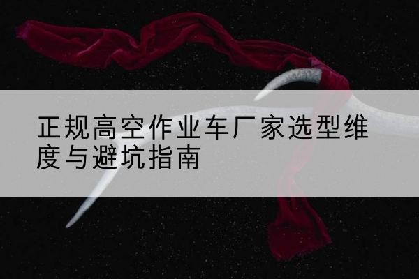 南城高空作业车厂家-正规选型维度与避坑指南